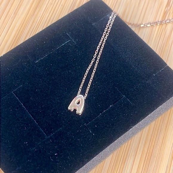 Brand New 14K Gold Plated Sterling Silver Bubble Letter Balloon “A” Necklace - Picture 12 of 15